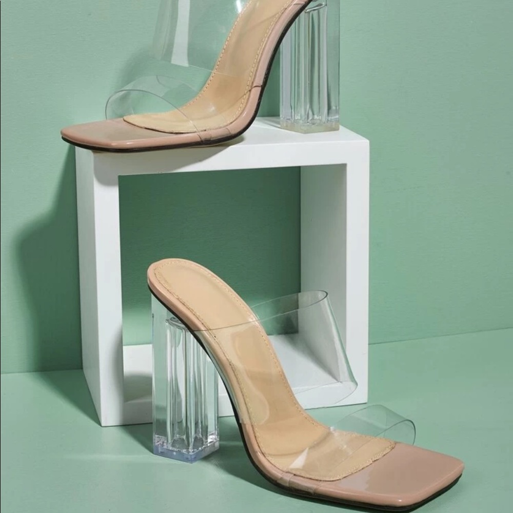 Clear Mule Nude Heels